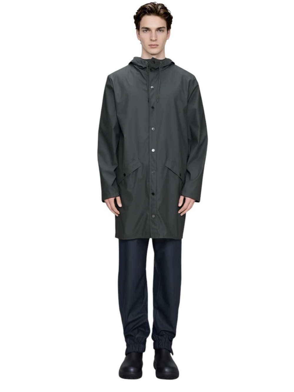 Rains New Long Jacket Hooded Evergreen Waterproof Unisex Size M New With Tags